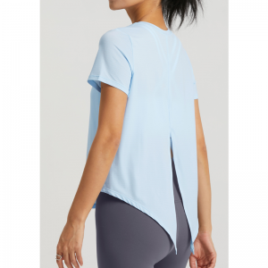 Elastic Split O Neck Yoga T-shirts