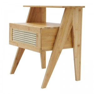 2 Tiers Bamboo End Table με νυχτερινές περιόδους συρτάρι για μικρούς χώρους αποθήκευσης νυχτερινό τραπέζι για υπνοδωμάτιο