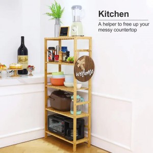 5-ιστορία Ρυθμιζόμενη βιβλιοθήκη Υψηλή αδιάβροχη ράφι μπάνιο rack rack μπαμπού βιβλιοθήκη