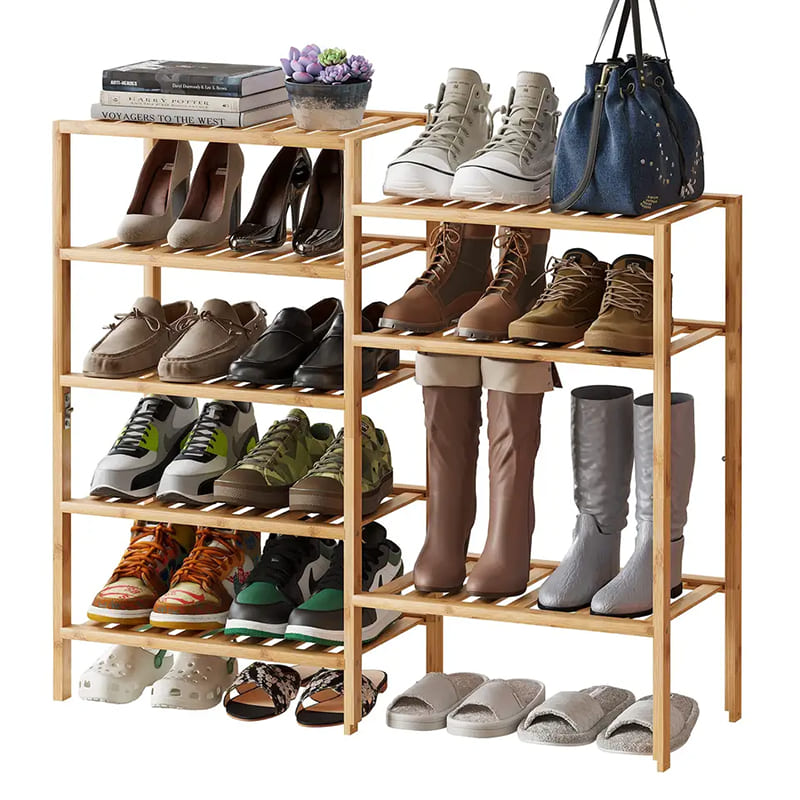 Πτυσσόμενο rack rack rack διοργανωτής μπαμπού ράφι παπουτσιών