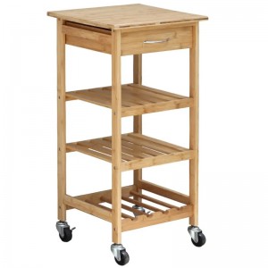 Κινητό σχεδιασμό ευρεία εφαρμογή Bamboo Kitchen Trolley είναι ιδανικό για αποθήκευση μπαμπού αποθήκευσης