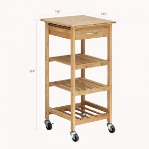 Κινητό σχεδιασμό ευρεία εφαρμογή Bamboo Kitchen Trolley είναι ιδανικό για αποθήκευση μπαμπού αποθήκευσης