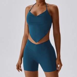 SC1065 2023 Νέο προσαρμοσμένο Active Wear Suit Set Fitness V Cut Scrunch Back Yoga Σορτς Γιόγκα Γυμναστήριο