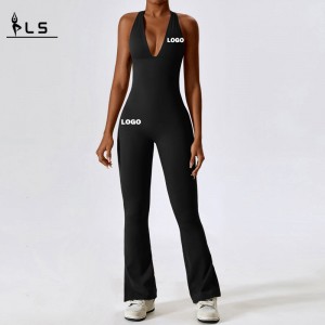 SC1077 Γυναίκες v λαιμό πίσω ένα κομμάτι jumpsuits γυμναστήριο sexy spandex bodycon bodysuit