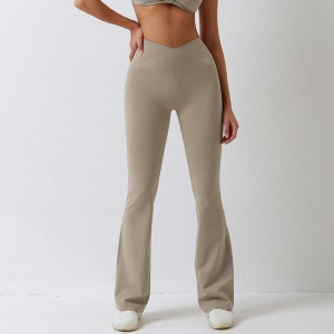 SC101011 τετράγωνο τεντωμένο 78% νάιλον και 22% spandex scrunch butt flare γκέτες παντελόνι γιόγκα για τις γυναίκες