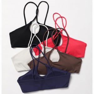 Sc10165 νάιλον πράσινο αναπνεύσιμο ενήλικες αθλητικές σουτιέν ενεργό σέξι πίσω προσαρμοσμένο λογότυπο γυμναστήριο halter sports bra