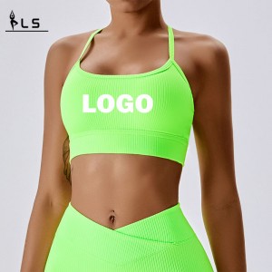 SC101610 Halter Sports Bra Ladies Halter Neck Cross Back Sports Bra for Women Logo Women Workout Sports Bra Wholesale Yoga Cro