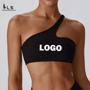 SC10188 Σταυρός πίσω γιόγκα αθλητικό σουτιέν Υψηλή πρόσκρουση μπλε ένα ώμο άκρη ανελκυστήρα σπορ σουτιέν