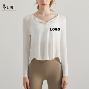 Sc10261 Sport πουκάμισο Γυναίκα γυμναστήριο κορυφαίες γυναίκες σέξι αθλητικές πουκάμισες ιδρώτα σπορ Yoga Workout χαλαρά Γρήγορη ξηρή T που...