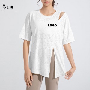 SC10262 T-shirt χαλαρή casual γυμναστήριο Γιόγκα κοντό μανίκι κορυφή γιόγκα t πουκάμισα γυμναστήριο που τρέχει στρογγυλά μπλουζάκια