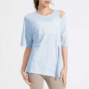 SC10262 T-shirt χαλαρή casual γυμναστήριο Γιόγκα κοντό μανίκι κορυφή γιόγκα t πουκάμισα γυμναστήριο που τρέχει στρογγυλά μπλουζάκια