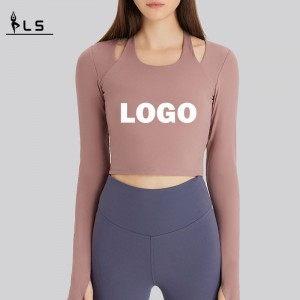 SC10273 Προσαρμοσμένο λογότυπο Yoga T Shirts Fitness που τρέχει στρογγυλό λαιμό πουκάμισο πουκάμισο Γυναίκα μακρύ μανίκι αθλητικό πουκάμισο ...
