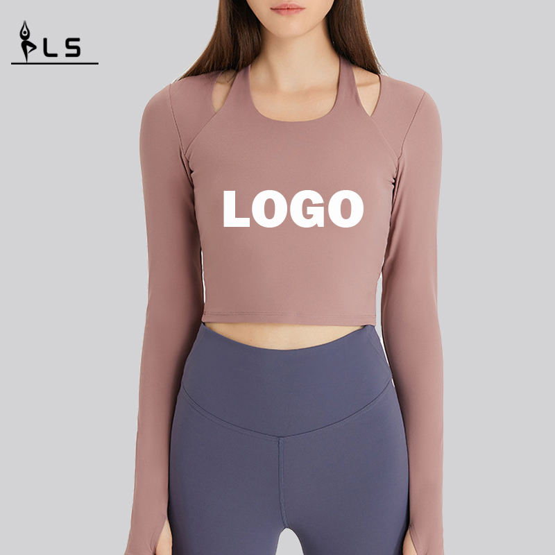 SC10273 Προσαρμοσμένο λογότυπο Yoga T Shirts Fitness που τρέχει στρογγυλό λαιμό πουκάμισο πουκάμισο Γυναίκα μακρύ μανίκι αθλητικό πουκάμισο για γυναίκες
