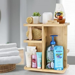 Sorbus 360 ° Makeup Organizer - Ξύλο μπαμπού αποτελείται από καρουσέλ αποθήκευσης για καλλυντικά, περιποίηση του δέρματος περιστρεφόμενη διο...