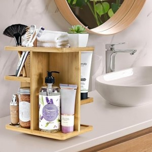 Sorbus 360 ° Makeup Organizer - Ξύλο μπαμπού αποτελείται από καρουσέλ αποθήκευσης για καλλυντικά, περιποίηση του δέρματος περιστρεφόμενη διο...