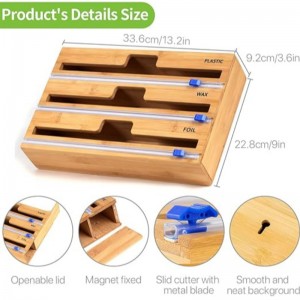 3 σε 1 διανομέα περιτύλιξης με κόπτη, πλαστικό περιτύλιγμα, αλουμινόχαρτο και διανομέα χαρτιού κεριού για συρτάρι κουζίνας, Holder Orga...