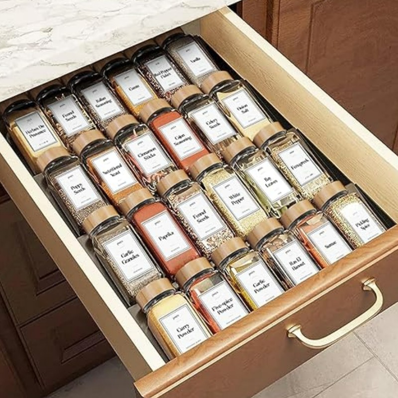 Βάζα Spice με καπάκια και ετικέτες - 24 τεμάχια 120ml γυάλινα δοχεία σετ - μπαμπού καπάκι - Ultimate Kitchen Storage Solution για μπαχαρικά και βότανα