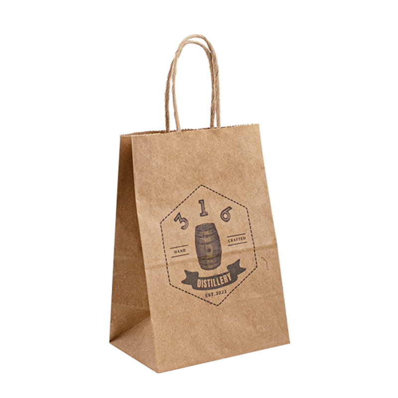 Food Takeaway λογότυπο αγορές προσαρμοσμένες τσάντες χαρτιού kraft με λαβές