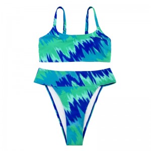 Τυρκουάζ τυπωμένο δύο τεμάχια με ευρείς ιμάντες