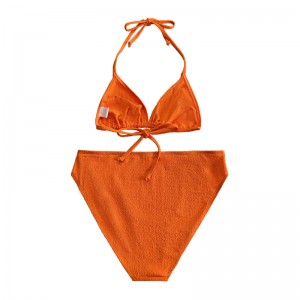 Orange Ruffle Fabric Halter, Tripod Cup, μαγιό τριών τεμαχίων