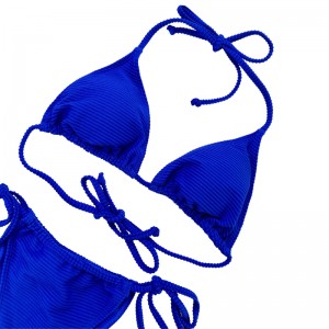 Prussian Blue Halter Strap Sexy Triangle Cup Δύο μαγιό