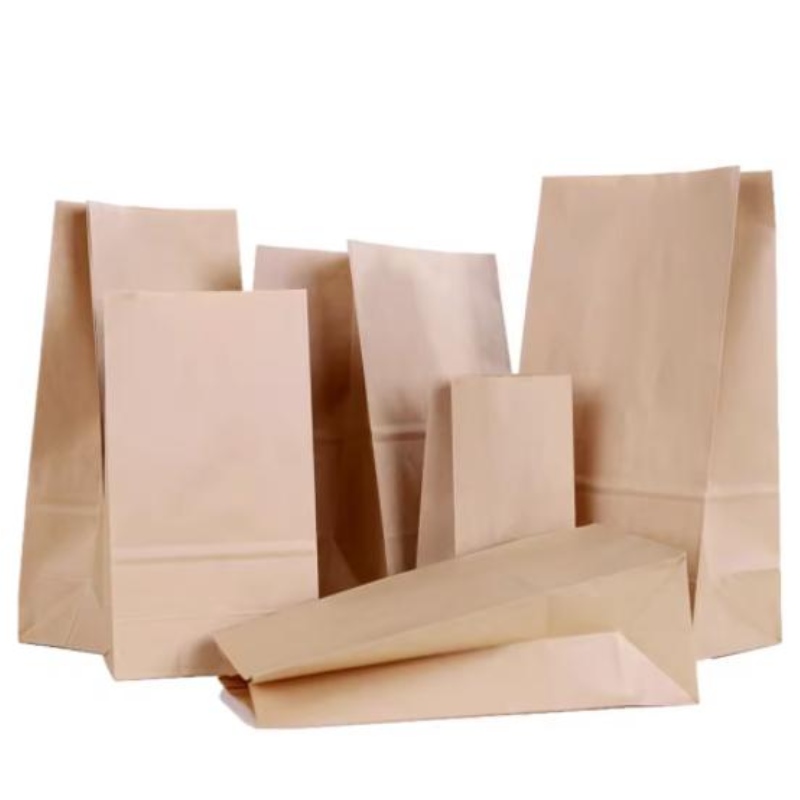 Κατασκευαστές χονδρικής χρήσης μίας χρήσης τροφίμων Συσκευασία τσάντα έθιμο SOS Brown Kraft χάρτινες σακούλες χωρίς λαβή