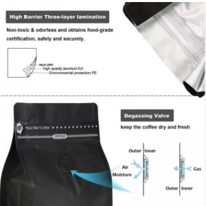 Τσάντες καφέ φιλικά προς το περιβάλλον με τσάντες συσκευασίας βαλβίδων και φερμουάρ καφέ