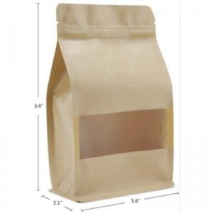 Stand Up Zipper Brown Kraft Paper Resealable Ziplock Heat Seatable Food Storage Dooypack Συσκευασία σακούλα με καθαρό παράθυρο