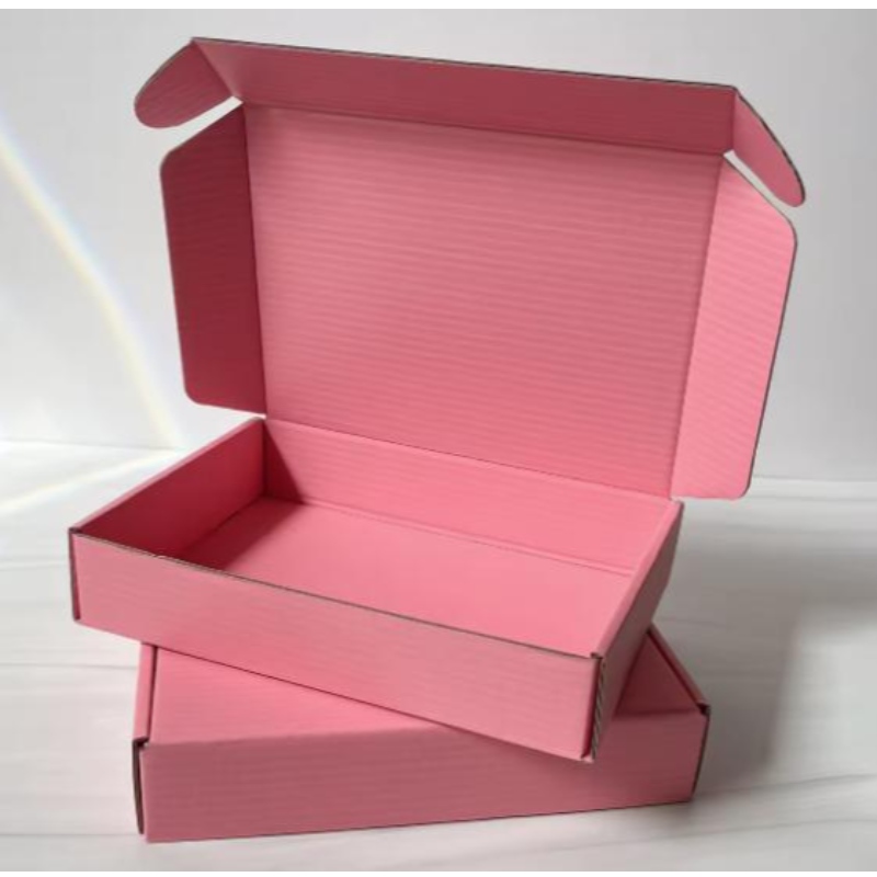 Προσαρμοσμένο λογότυπο ροζ χρώμα καλλυντικό κυματοειδές συσκευασίες ταχυδρομείο κουτί αποστολής κουτί αποστολής χαρτιού