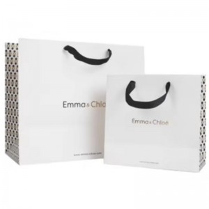 Τυπωμένη πολυτελή μικρά ανακυκλωμένα τσάντες ψώνια δώρο δώρο τσάντες με όνομα επιχείρησης για συσκευασία κοσμημάτων με λαβή