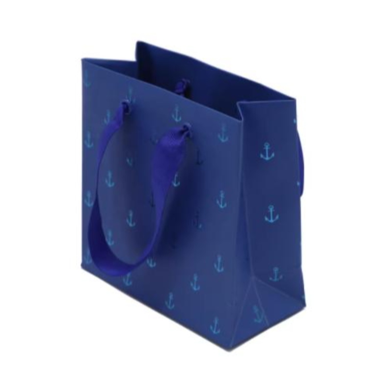 Μικρές μπλε τσάντες χαρτιού κοσμημάτων πολυτελή φύλλο σφράγισης δώρων χαρτιού με λαβή έθιμες μίνι χάρτινες σακούλες
