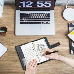 Δερμάτινο ημερολόγιο επαναπληροφορικό σημειωματάριο σπειροειδές περιοδικό Binder Portfolio- A5&A6