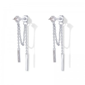 Hongde 18 καρατίων επιχρυσωμένο ασήμι 925 στερλίνα κρεμαστά καρφιά αλυσίδας κυβικά ζιργκόν Σκουλαρίκια σκουλαρίκια