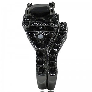 Hongde Black Onyx Princess Cut Anniversary Wedding Bridal Ring Diamond για γυναίκα για άνδρα