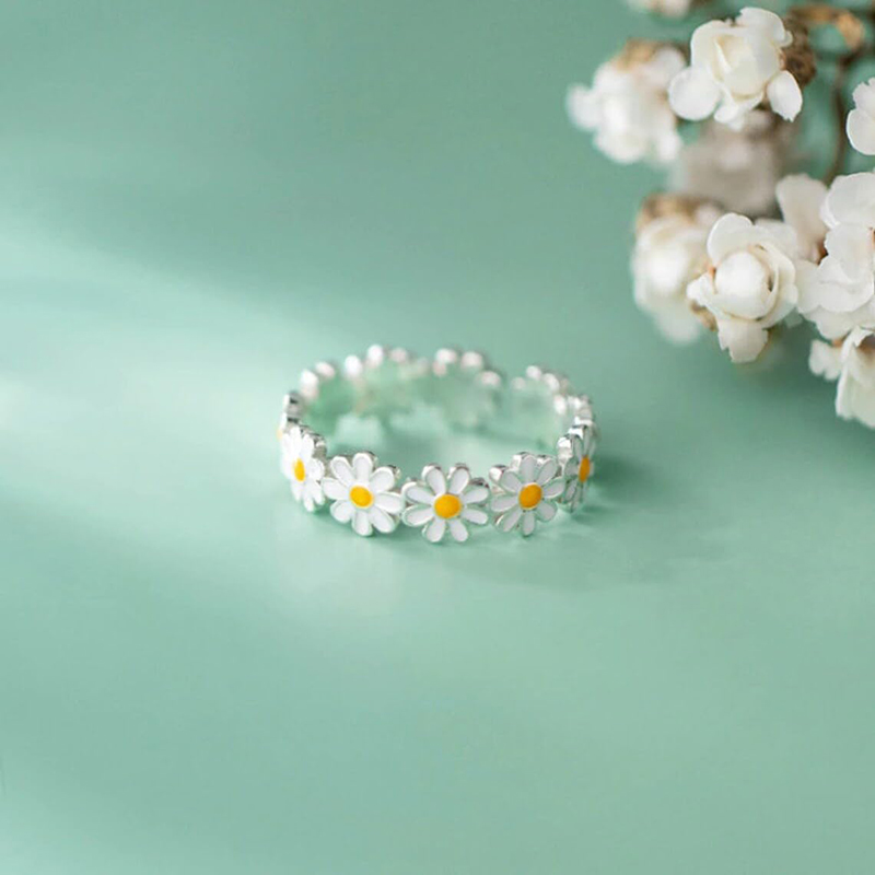 Hongde Lovely Daisy Flower Rings Ρυθμιζόμενο Ανοιχτό Δαχτυλίδι Daisy Delight Δαχτυλίδι για γυναίκα για άντρα