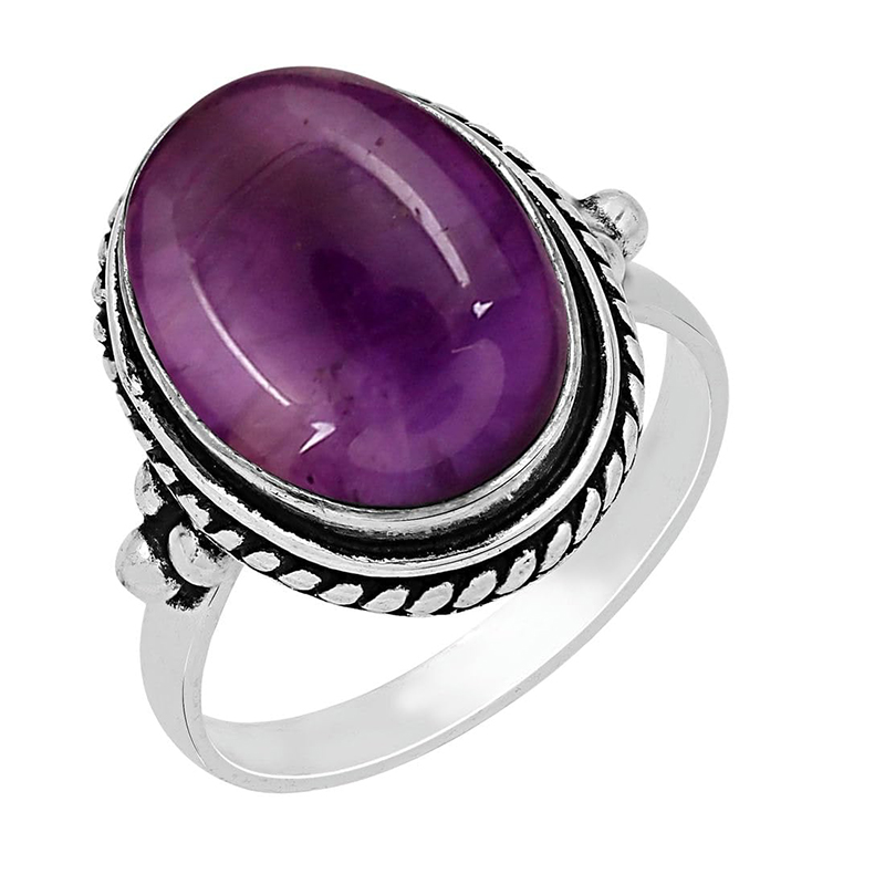 Hongde Mystic Amethyst Sterling Ring 925 Sterling Sterling Handmade Statement Rings for Women Κοσμήματα με δαχτυλίδι Birthstone Southwest Bohemian