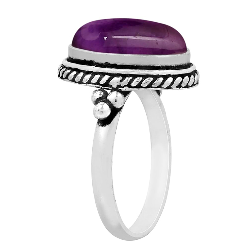 Hongde Mystic Amethyst Sterling Ring 925 Sterling Sterling Handmade Statement Rings for Women Κοσμήματα με δαχτυλίδι Birthstone Southwest Bohemian