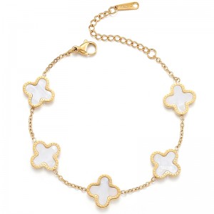 Χρυσός 18 καρατίων Hongde-Επιμεταλλωμένο Άντρες\\\'s και Γυναίκες\\Τυχερό βραχιόλι με τετράφυλλο τριφύλλι