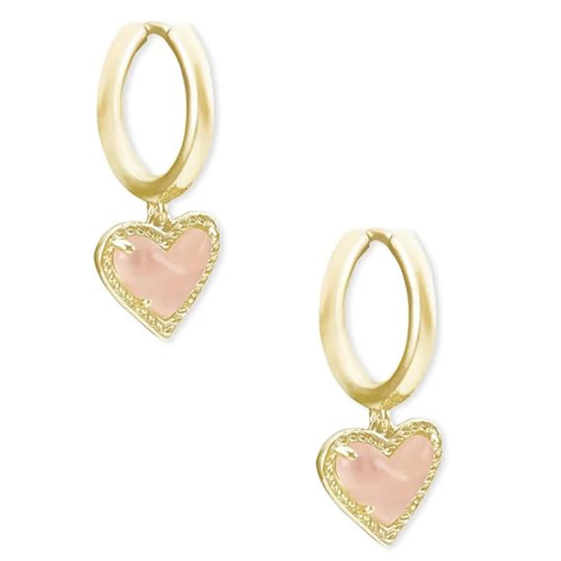 Blush Heart Charm Hoop Earrings Heart Huggie σκουλαρίκια για γυναίκες, κοσμήματα μόδας