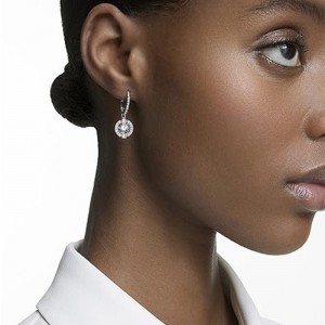 Crystal Dance Ασημένια σκουλαρίκια κρίκου SWAROVSKI Sparkling Dance Κολιέ και σκουλαρίκια Συλλογή κοσμημάτων, φινίρισμα ρόδιου, μπλε κρύσταλλα, δι...