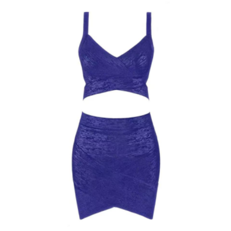 Καλοκαιρινό χρυσό τυπωμένο πλεκτό camisole, σετ φούστας τυλίγματος ισχίου