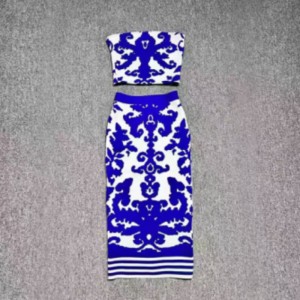 Καλοκαίρι Jacquard Knit Bustier, Knit Jacquard Hip-Σετ φούστας μήκους