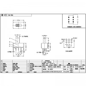 Slide Switch SS32F07 Δύο-Διακόπτης διαφάνειας θέσης, τρεις-με τον τρόπο-από την πλευρά-θέση δύο-Τοποθεσία Slide Micro Mini Electronic Switch
