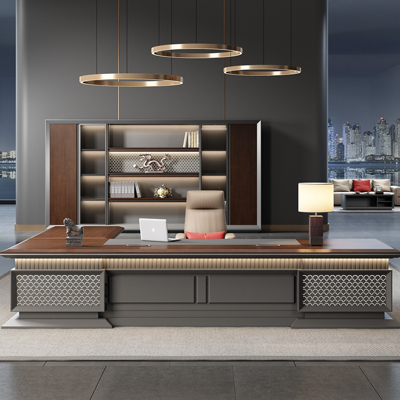Μοντέλο DBT001 Luxury Executive Desk - Σύγχρονος Μινιμαλιστής Μάνατζερ\\Γραφείο γραφείου με φωτισμό, Premium σετ γραφείου και καρέκλας, εντυπωσια...